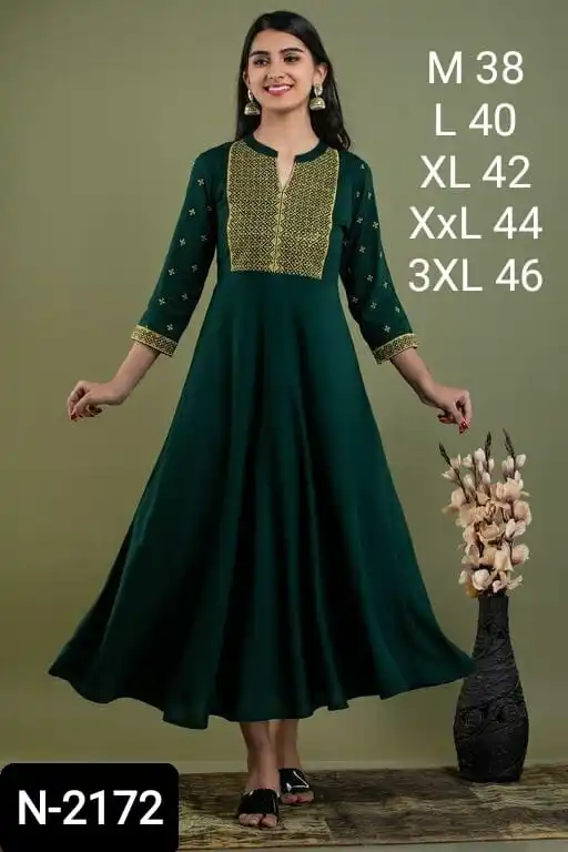 Latest Designer Indian Ethnic Wear Poli Rayon with Embroidery Work and Full Stitched Women Wear Kurtis for Party and Casual Wear
