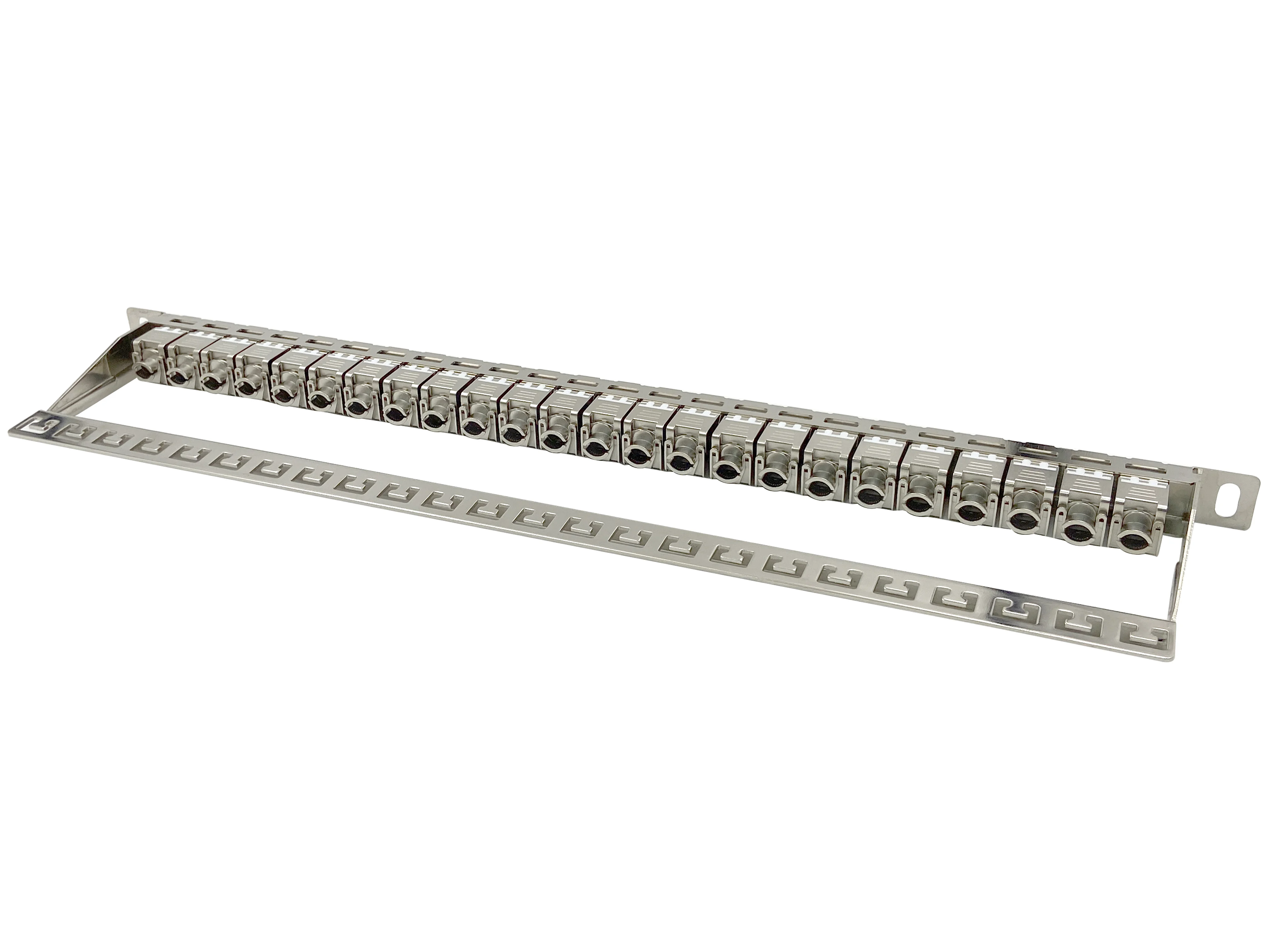 Behpex 0.5U 24 порта CAT.6A CAT6 RJ45 незагруженная полностью никелированная