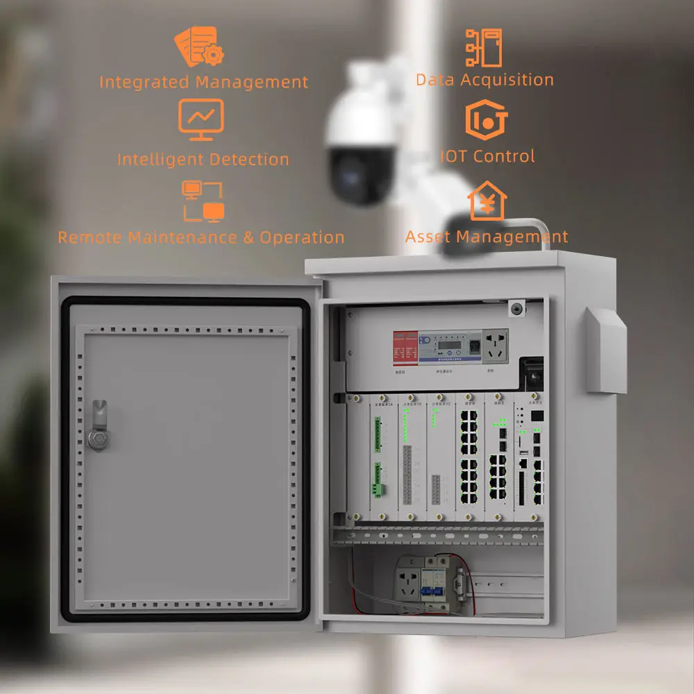 Customizable IOT cabinet outdoor waterproof monitoring transmission smart box with 8 port optical PoE switch for project