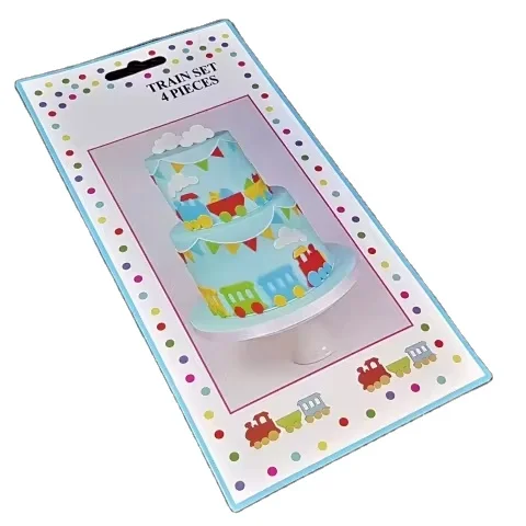 Set of 4 Train Fondant Stencils 13*17cm Silicone Plastic Baking Mat Tray Molds Brushes for Cake Decorations Kitchen Accessories