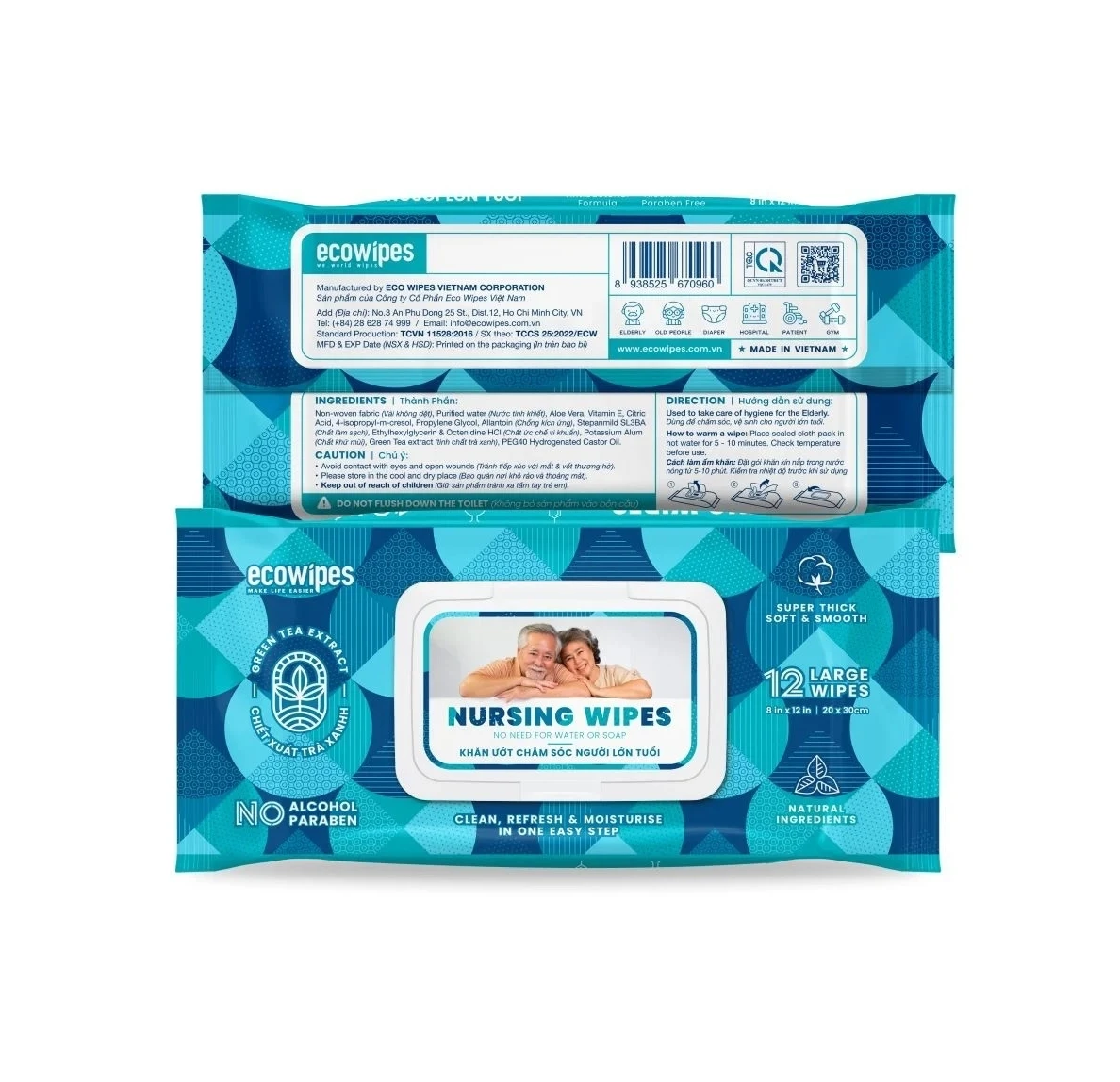 100% Non-Woven Spunlace Green Tea Scented Nursing Wet Wipes Good Price Cleaning Wet Wipes for Adults