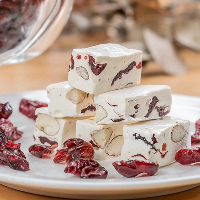 Factory Direct Sales Biscuit Chewy Honey Nut Milk Mandorlato Snack Cranberry Nougat Candy Bar