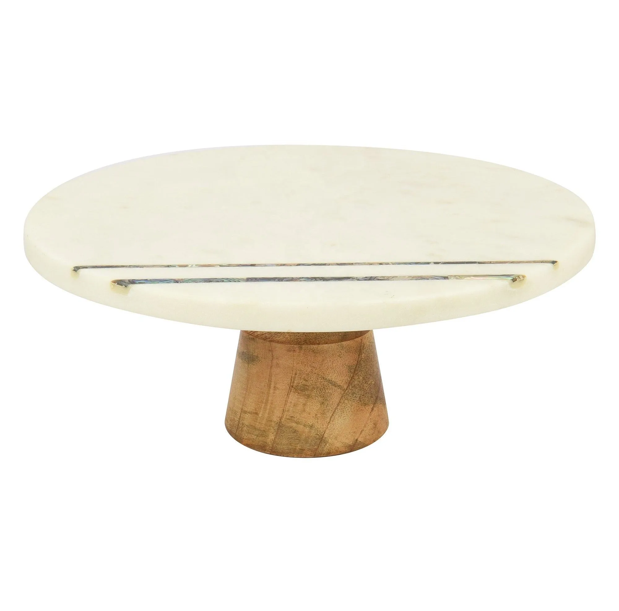High Quality Round Marble And Wood Cake Stand /  Serving Platter 11 inch by Abi Overseas