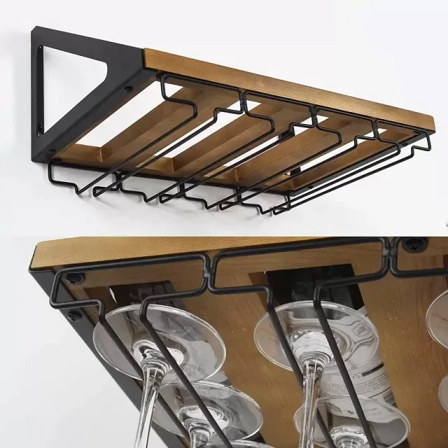 Antique design Wooden and Metal wine 4 bottle and glass rack for your home and kitchen decor display pub bar disk high quality