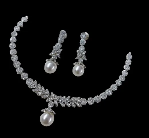 Beautiful Women Jewelry Single Line American Diamond Party wear  Designer Necklace Set Fashion Jewelry for women