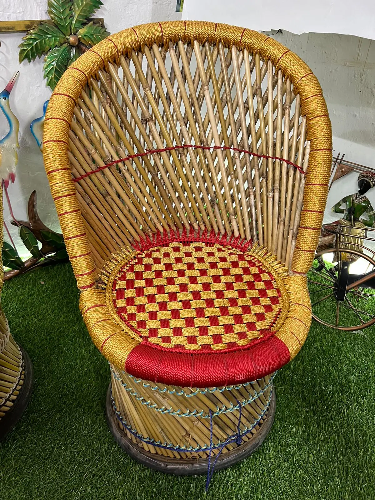 Handmade Multicolor Mudda /Bamboo Chairs best rate bar patio  Eco friendly bamboo chair ottoman garden chair for outdoor patio