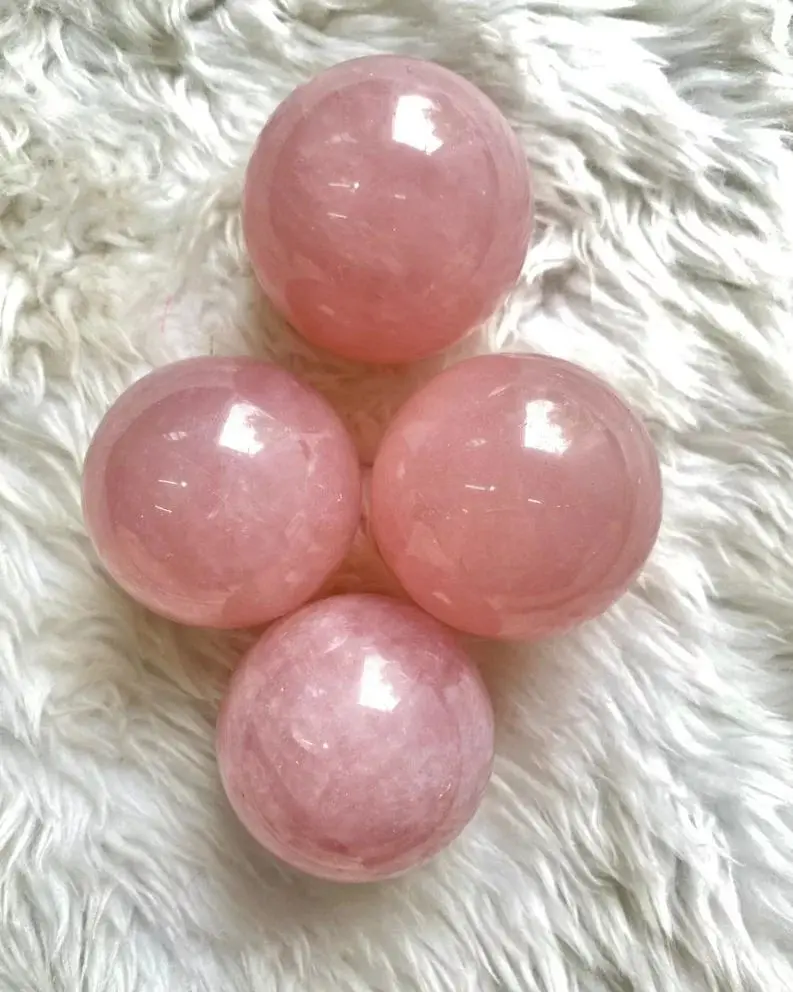 Wholesale Natural Pink Rose Quartz Sphere High Quality Polished Rose Quartz Crystal Ball Buy From FAVORITE AGATE EXPORT