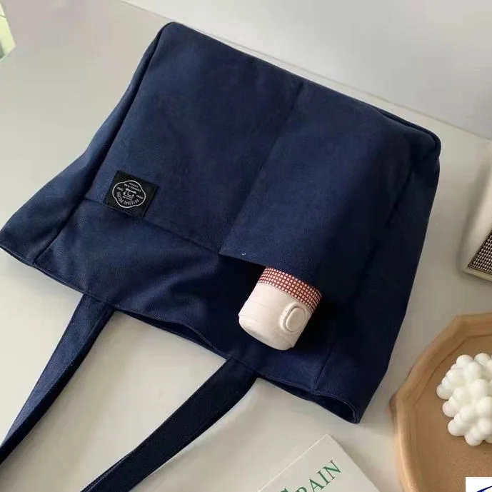 Pocket Large Capacity Multifunctional Cotton Canvas Tote Bag_502 with handle made in Vietnam for girls