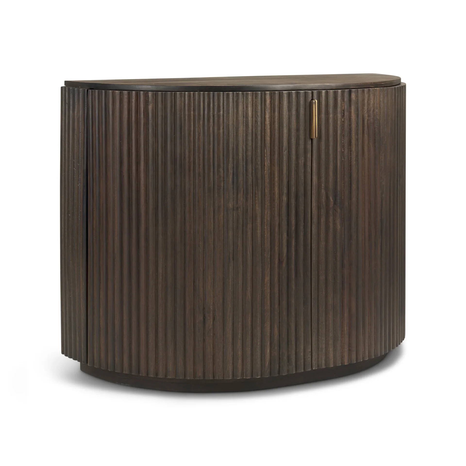 Stunning Storage Stylish Living Room Dining Room Hallway & Entryway Solid Wooden Dark Brown Round Curved Shape Console Table