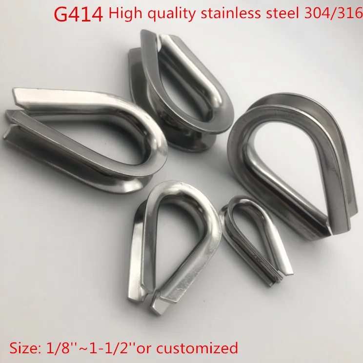 Factory G414 Wire Rope Thimble AISI304/316 Stainless Steel Thimble for Rope 1/8~3/2