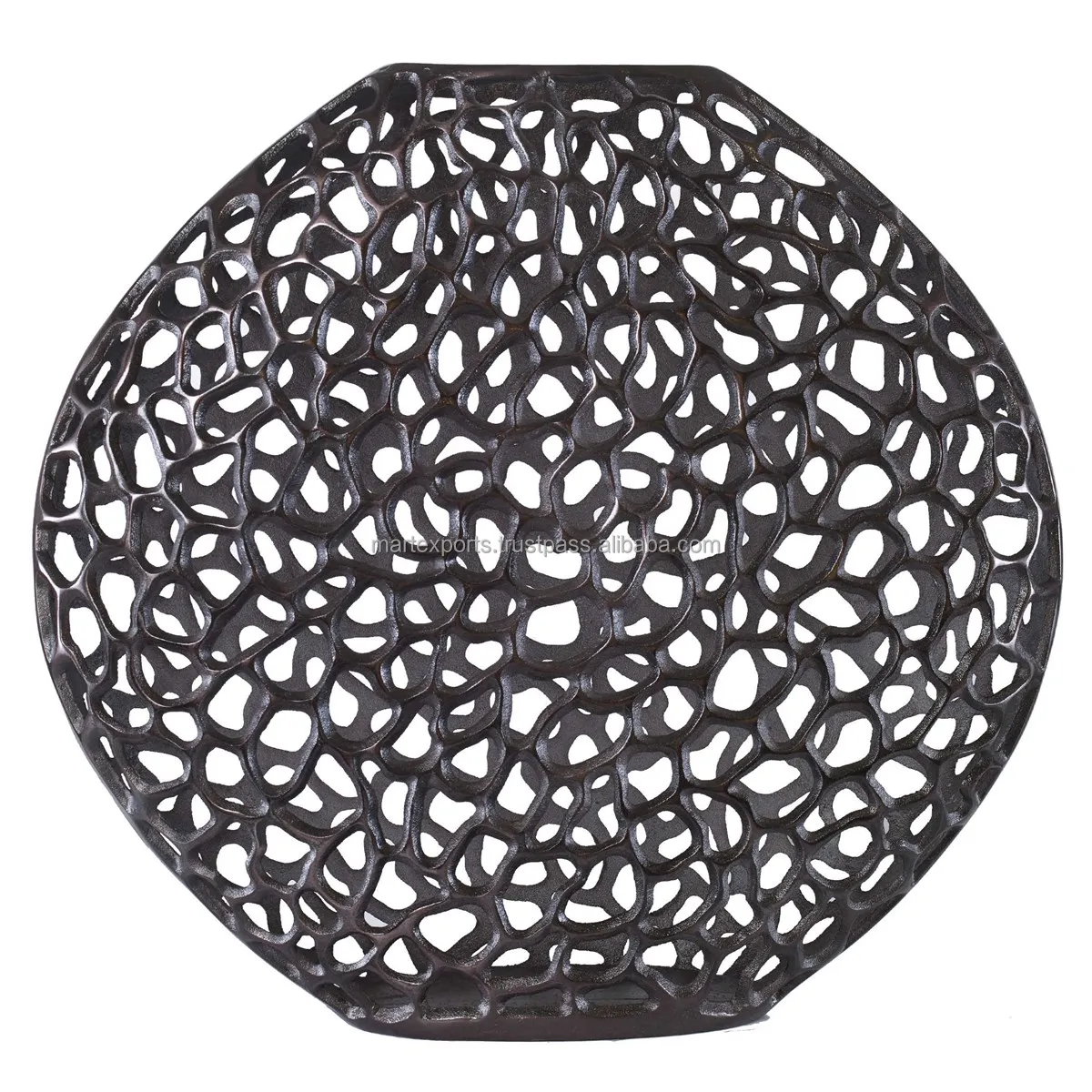 2022 best selling Aluminium Metal cast net flower vase raw black nickel plated for your home decoration in wholesale price