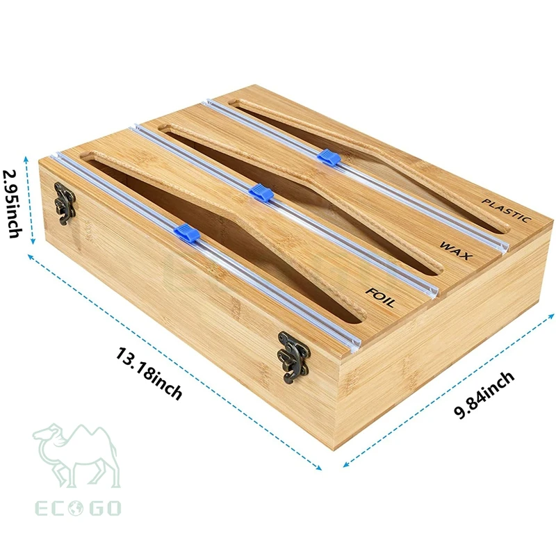 3in1 Wrap Dispenser with Cutter, Plastic Wrap, Aluminum Foil and Wax Paper Dispenser for Kitchen Drawer