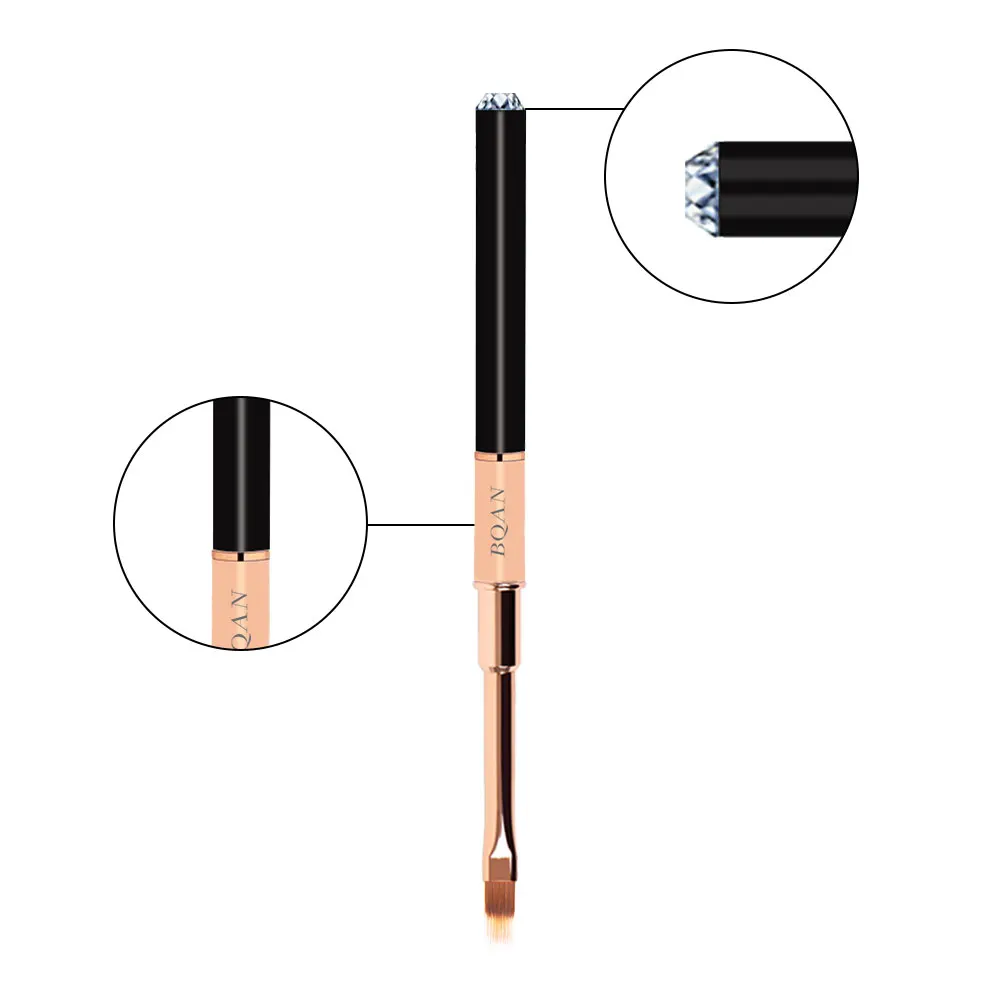 Customizable logo top diamond design black metal Handle  Kolinsky Hair Nail Art Acrylic Brush Set Painting Brushes Manicure Tool