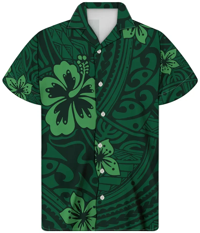 Custom Hawaiian Shirt for Men Personalized Colorful Leaves Button Down Short Sleeve Hawaii Shirt Floral Beach Shirt