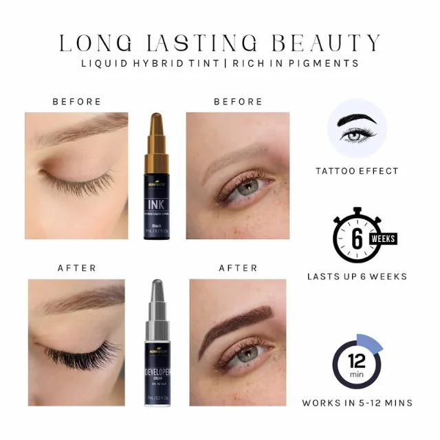 Top Selling INK Hybrid Liquid Stain Custom Logo Medium Brow Lash Tint Eyebrow Stain Kit Hybrid Brow Stain Developer Good Price