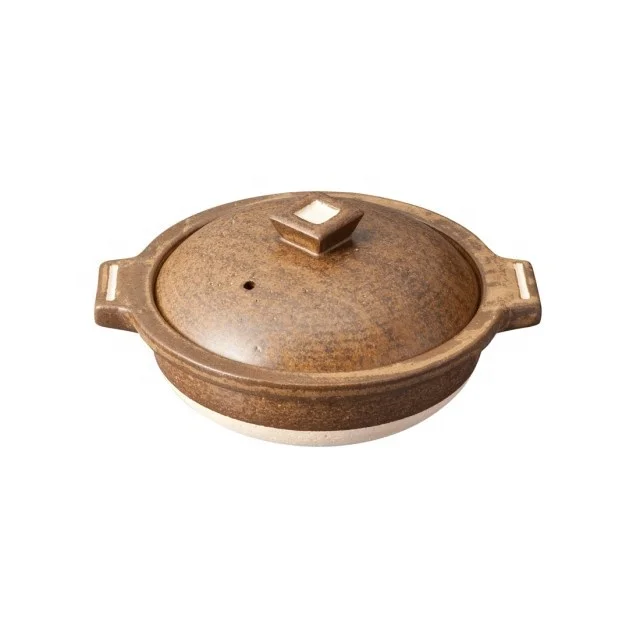 Globally Famous Japanese Traditional Clay Pot Cookware with Square Handles Hangout Donabe Ceramic Pot