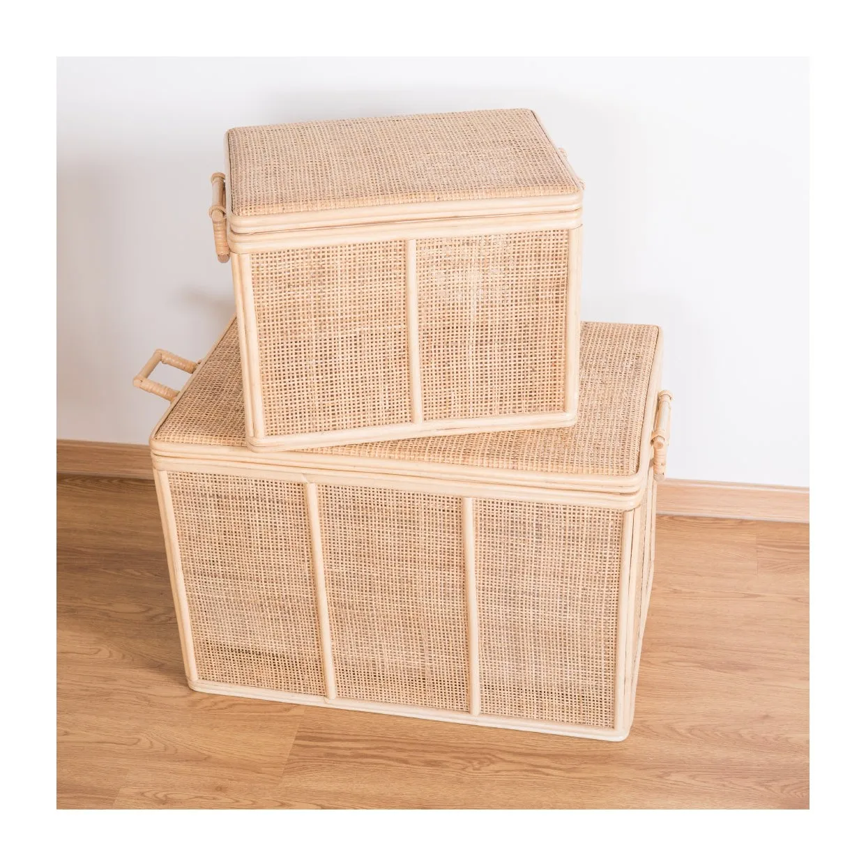 Home decor best selling natural rattan storage organizer trunk wicker chest of drawers basket with lid