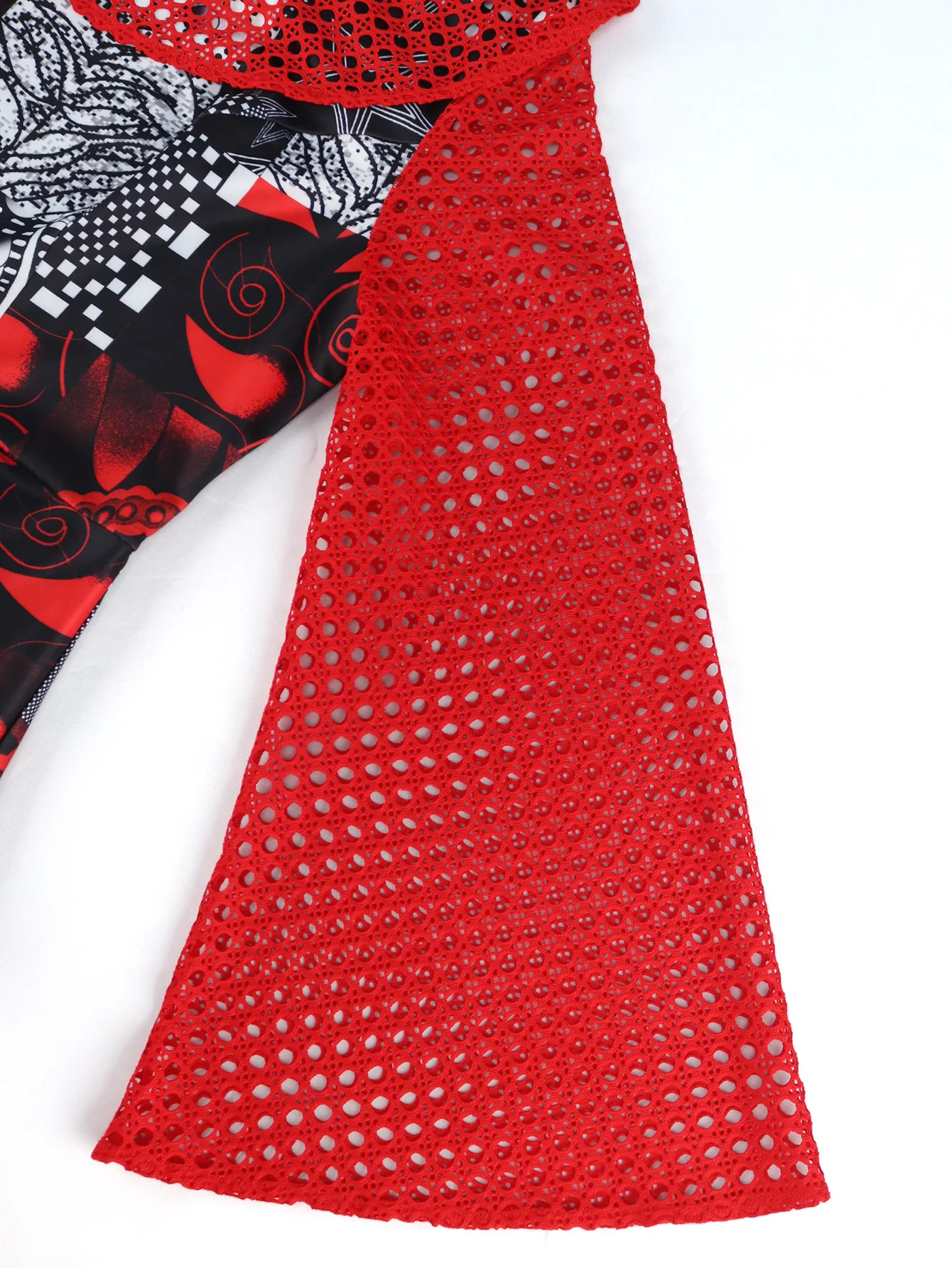 Print Hollow Out See Through Lace Peplum Christmas Women Evening Dress