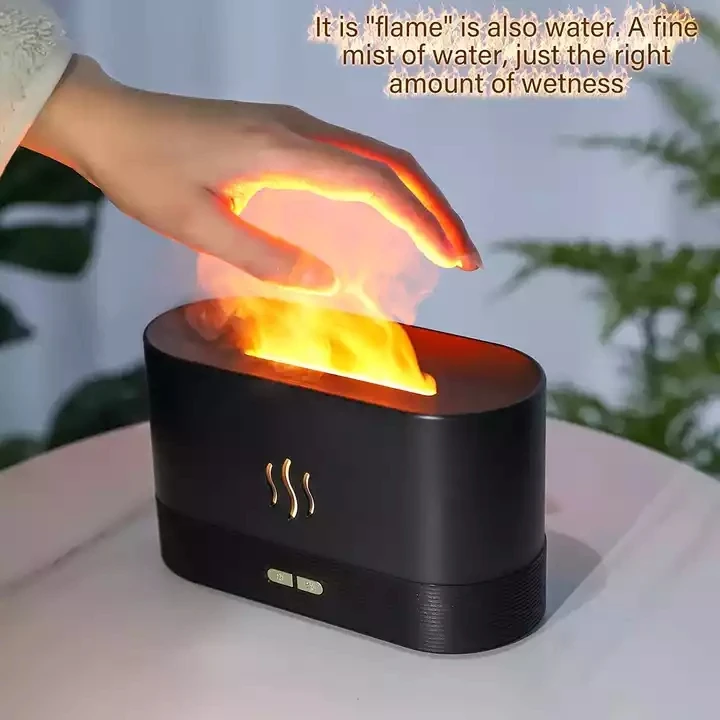New Simulation Flame Aroma Diffuser 180ML Mist Humidifier Desktop Air Aromatherapy Fragrance Essential Oils Led Fire