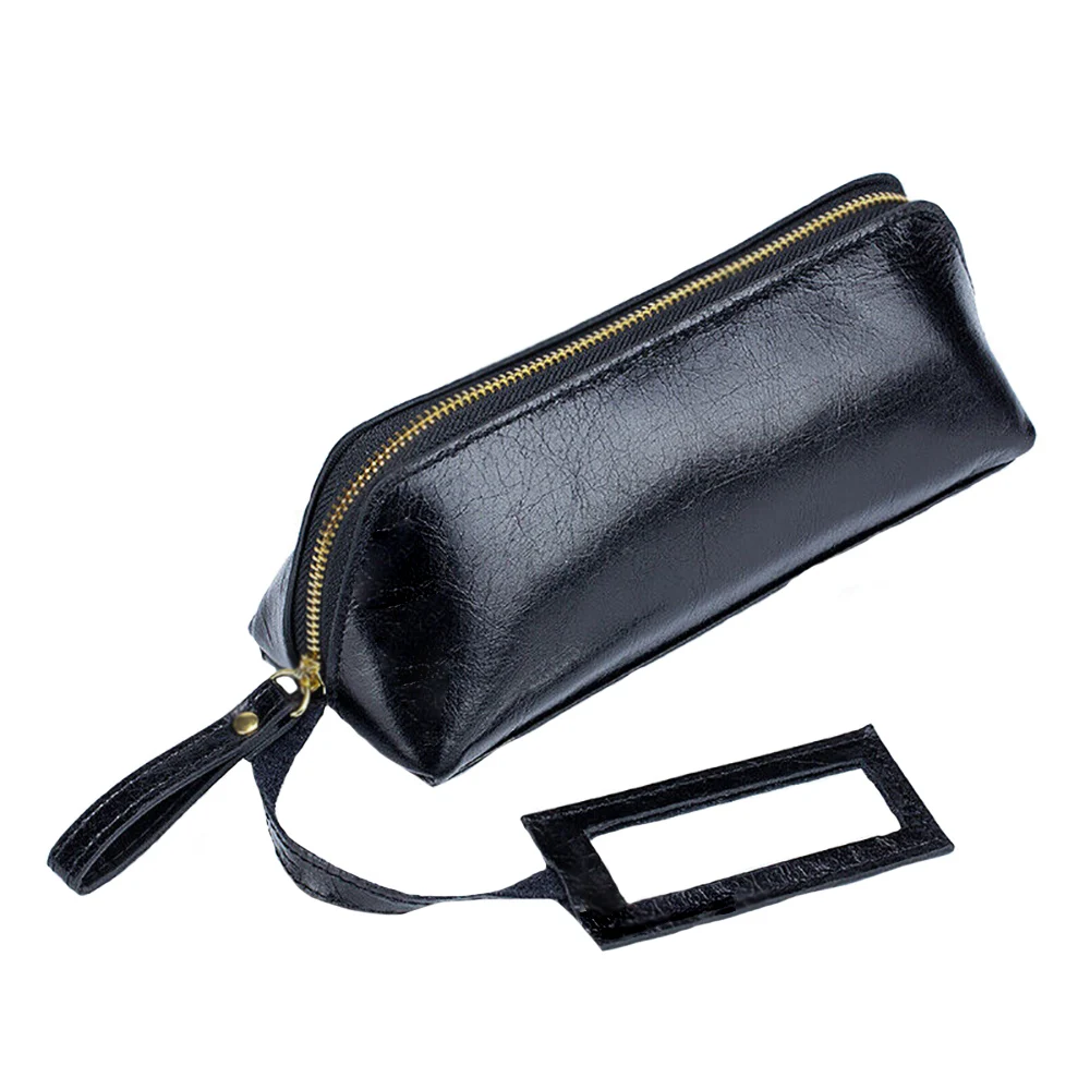 Genuine leather zipped cosmetic case/ leather makeup cosmetic bags cases zipper beauty brush cosmetic case vanity