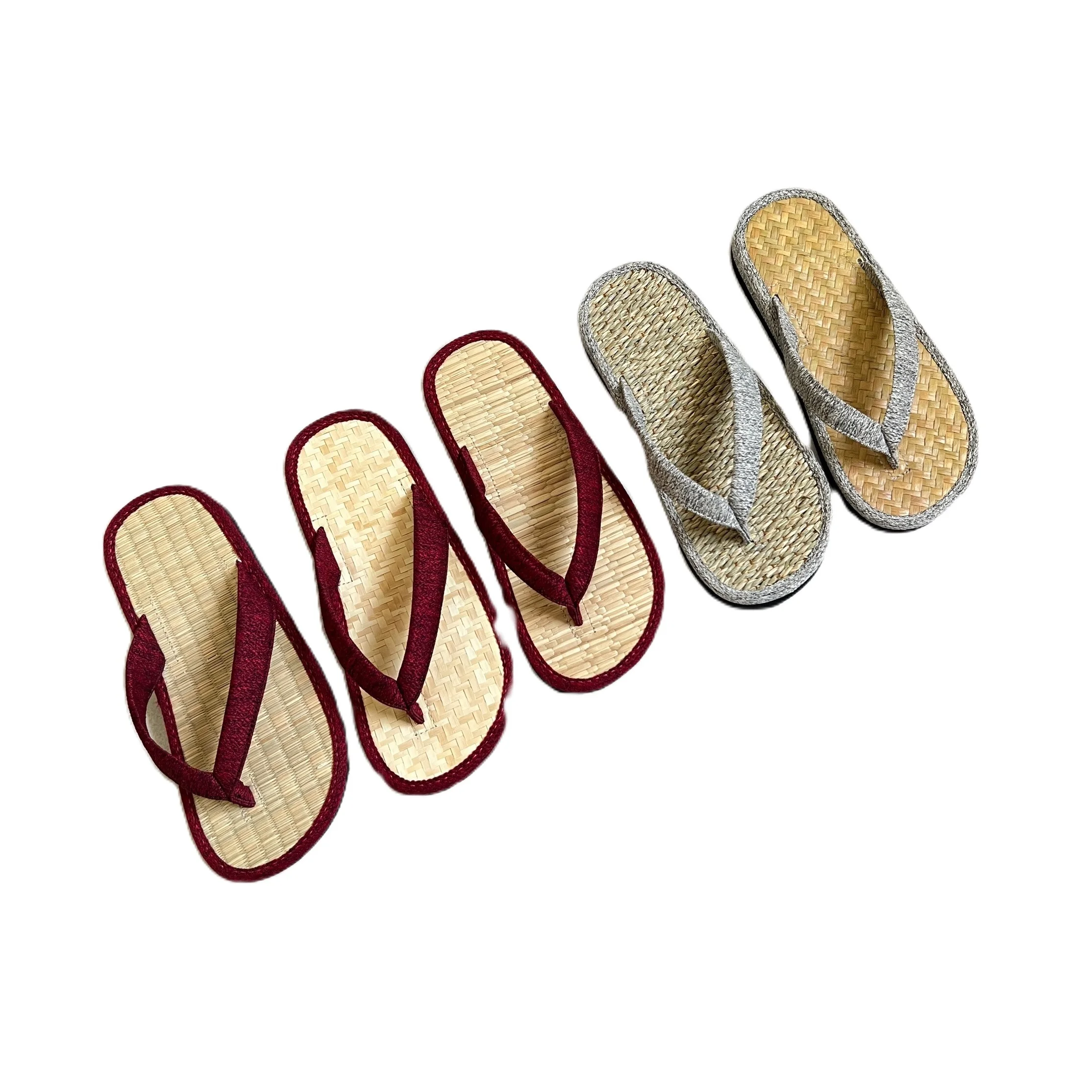 Factory Price GENUINE LEATHER All Season Closed Toe Home Slippers Recyclable Natural Color Seagrass Water Hyacinth Fur
