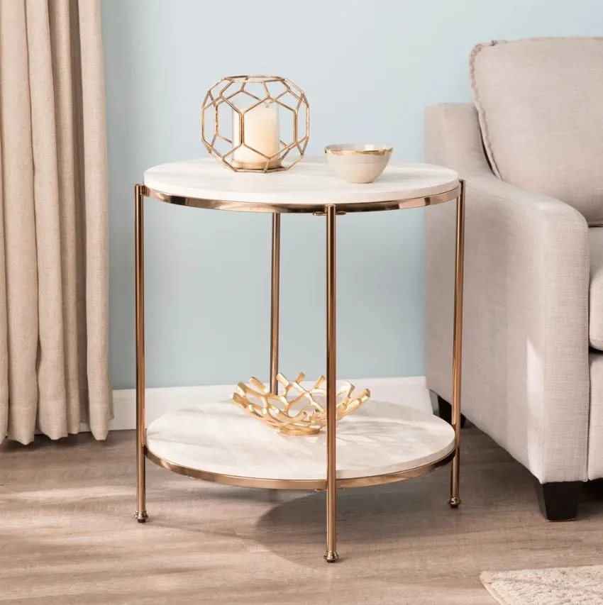 2 уровня шампанское золото мраморной столешницей журнальный столик круглый стержень для дома и мебель для спальни по лучшей цене