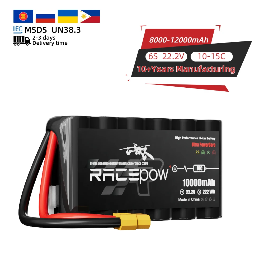 Factory Price Kamikaze FPV Drone Battery 6000/8000/8200/10000 mAh 6S 2p 10A 21700 Li-ion Battery