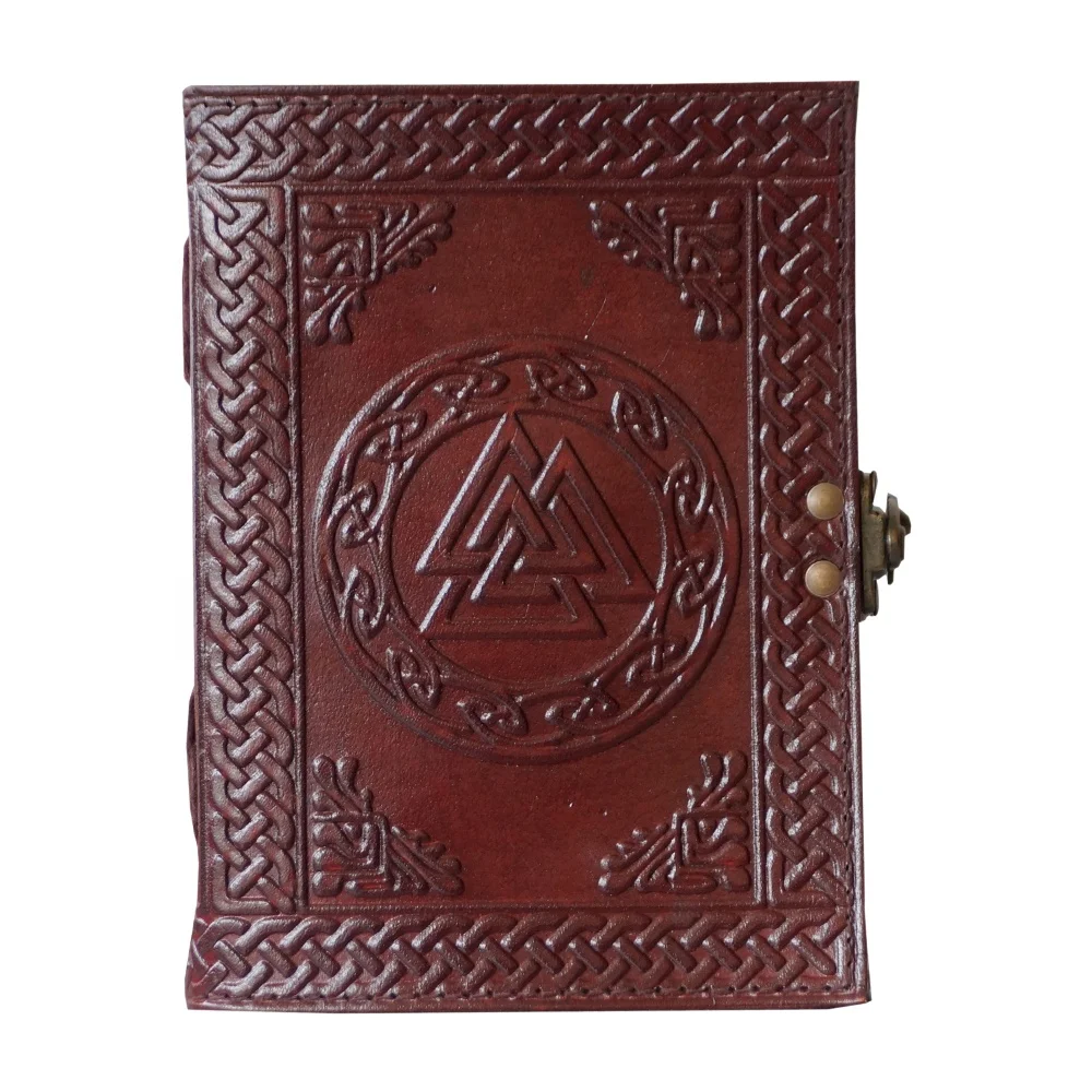 Leather Journal Embossed Triskele Notebook Office Supplies and Stationery School Supply Sketchbook Notebook Manual Book Kraft