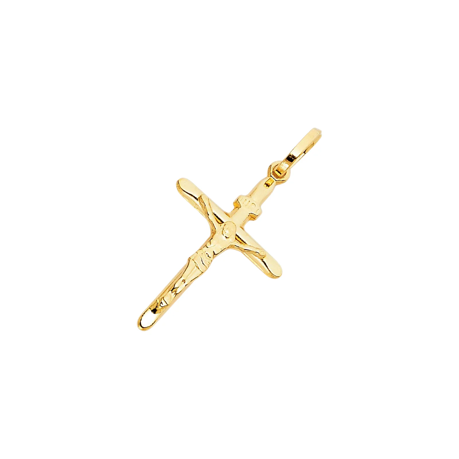 14K Yellow Gold Plated Crucifix Christian Iconic Cross Pendant for Men and Women Elegant Religious Accessory