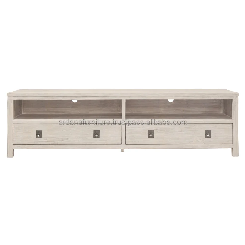 Modern Solid Wood Entertainment Unit with 2 Drawers TV Stands for Living Room Home Hotel Apartment or Hospital Use