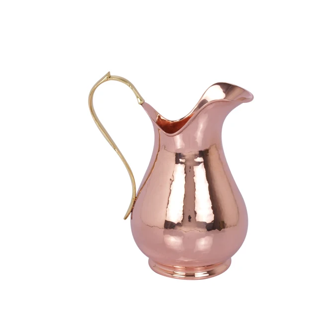 Bright Copper Hotel Pitcher Hammered Bronze Finished Copper Water Jug For Kitchen Supplies  High Quality Finishing