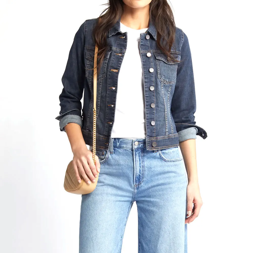 Latest New Design Wholesale blank Women denim jacket long sleeve single button denim cowboy jeans Hot Sale Denim Women jackets