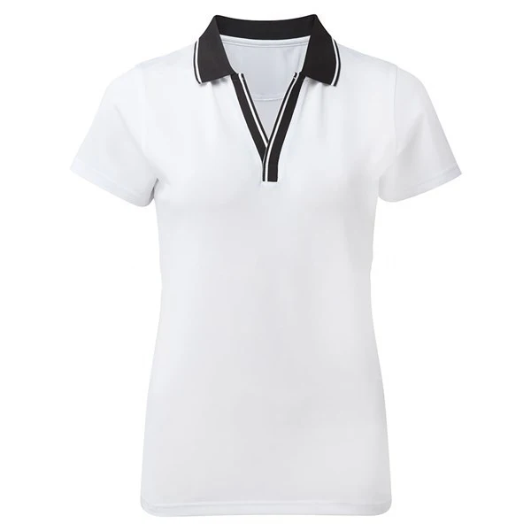 Sublimation Custom Polo Neck Tshirt Buttons Collar Women Polo Shirt  Knitted YARN DYED Spandex / Cotton Plaid Pattern