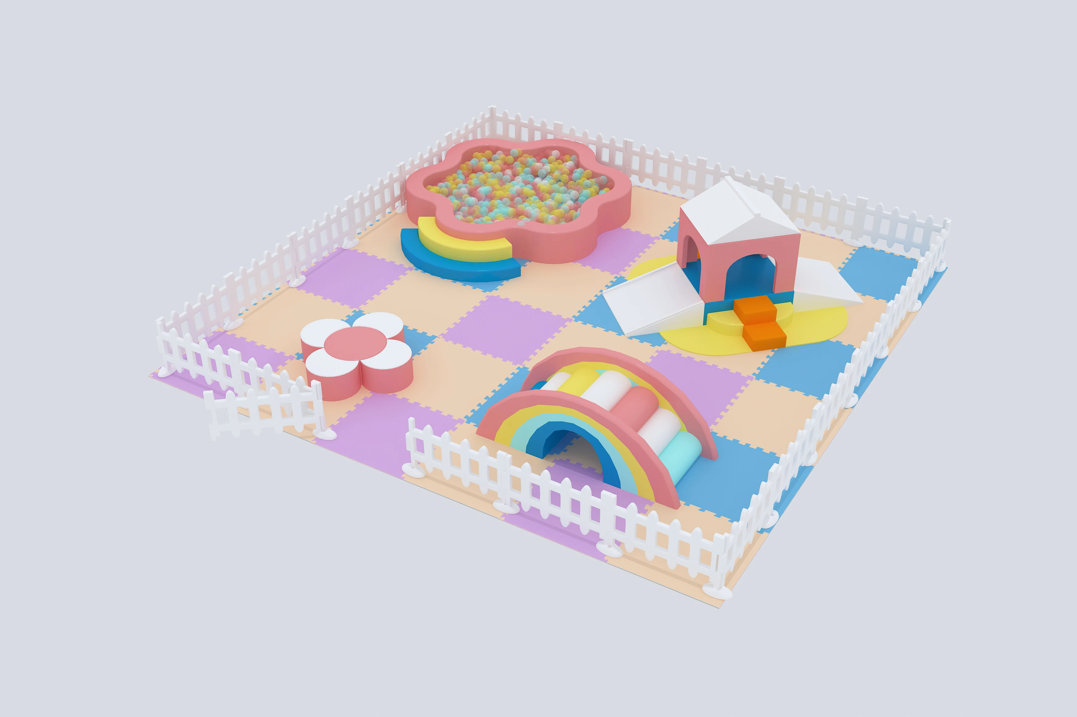 Розовая и белая Пастельная детская игровая площадка
