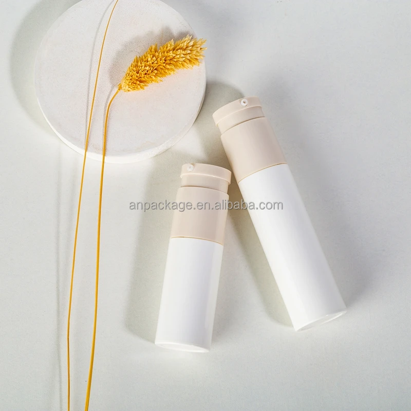 30ml  50ml Soft Touch Disposable Airless Bottle Screw Up Plastic Dispensing Cosmetic Slim PP Airless Container For Facial Serum