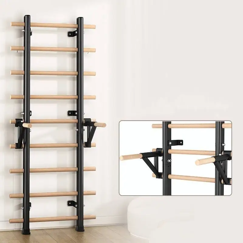 pull ups gymnastic climbing wall home gym Suspension Wood Stall Bar Swedish Ladder