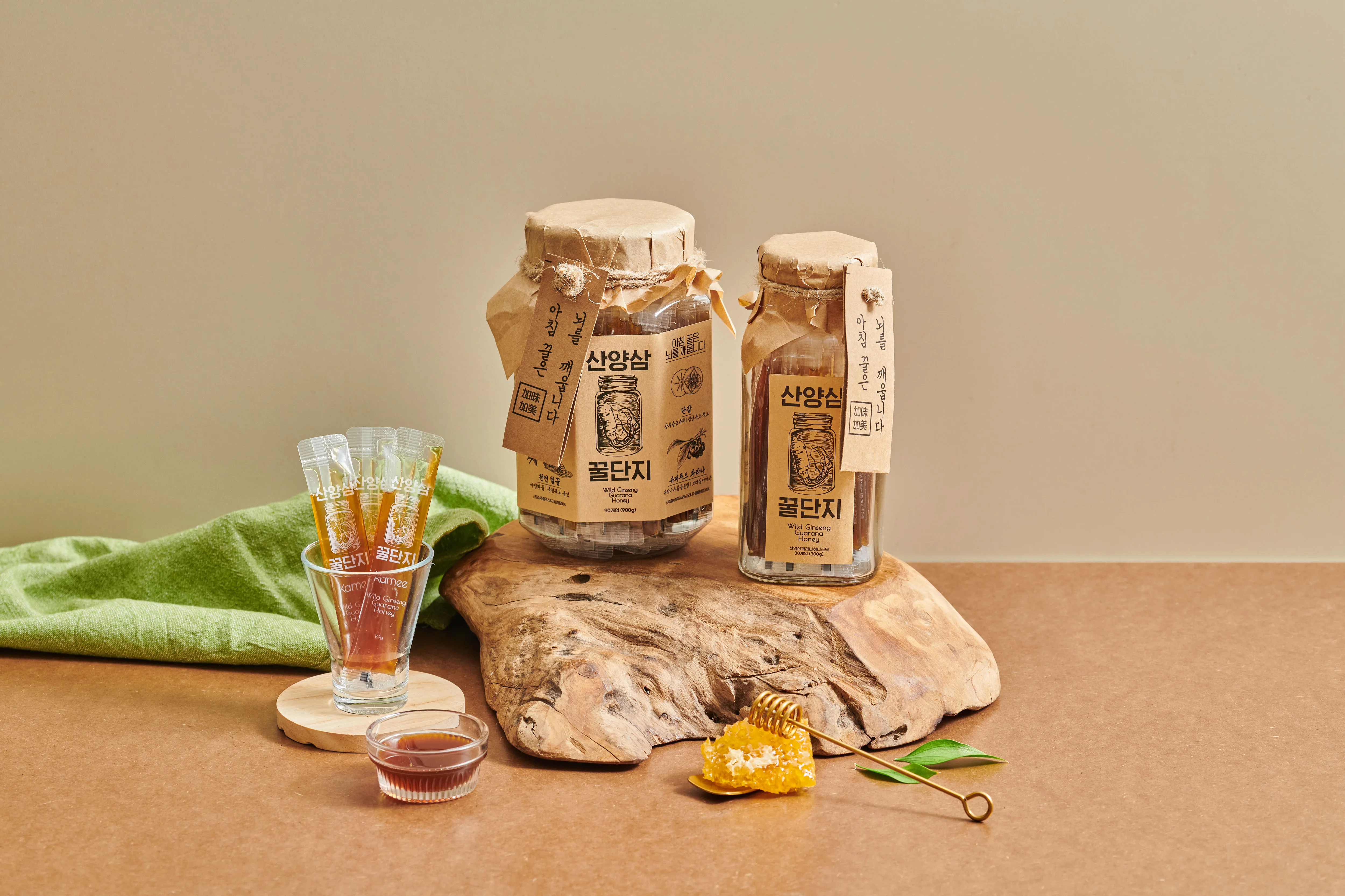 Korean Health Food Organic Freeze Drying Wood Cultivated Wild Ginseng Extracts Guarana Persimmon Honey 10gx90