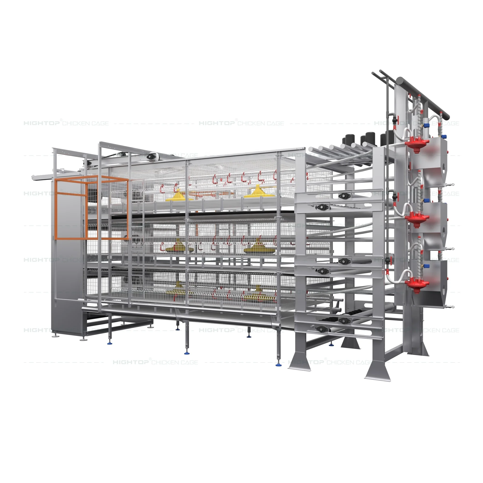 Hightop Broiler Chicken House Poultry Farm H-Type Automatic Harvesting Broiler Chicken Battery Cages