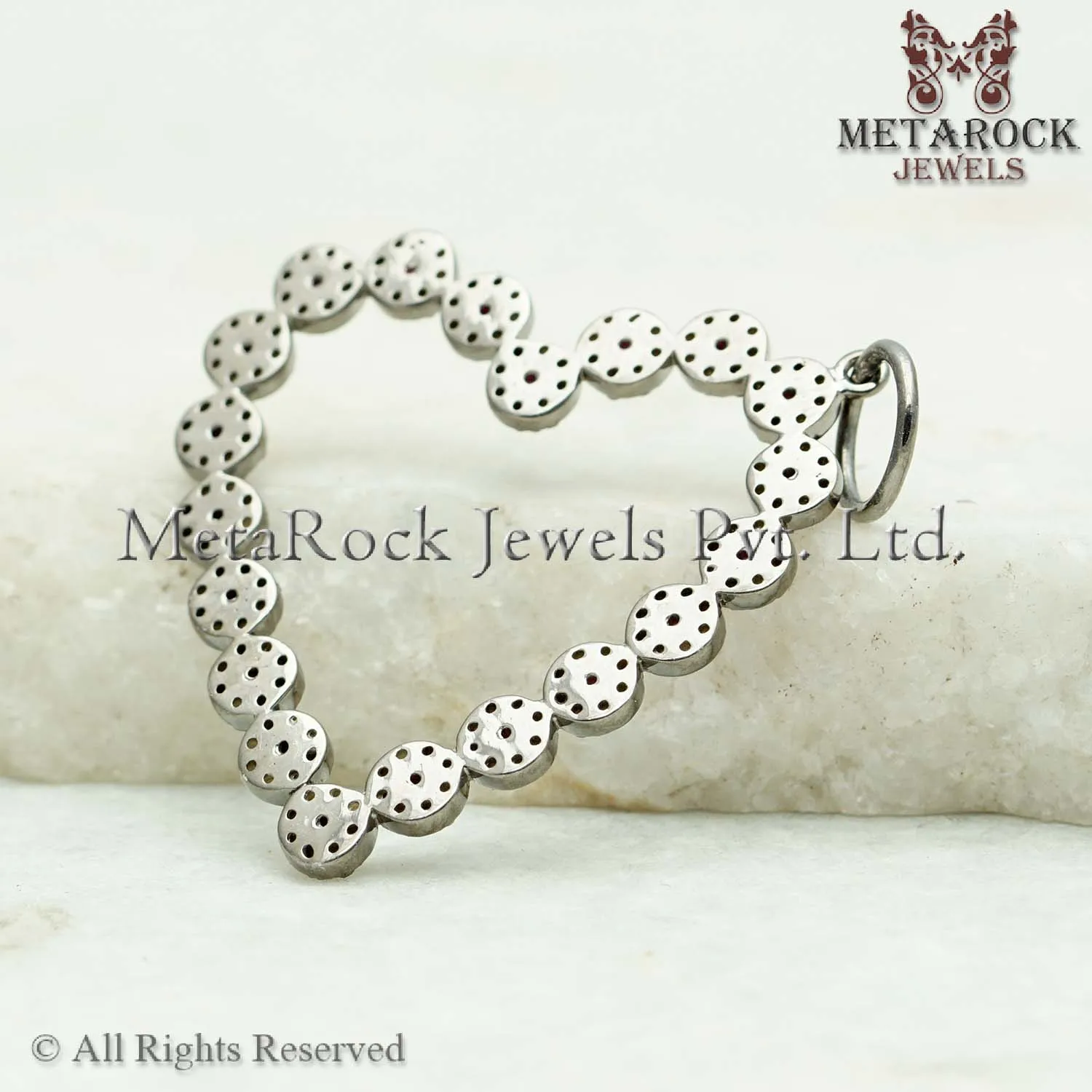 Solid 925 Silver Handmade Ruby Gemstone Heart Pendant Gift For Her DIamond Heart Love Pendant 30X35 MM