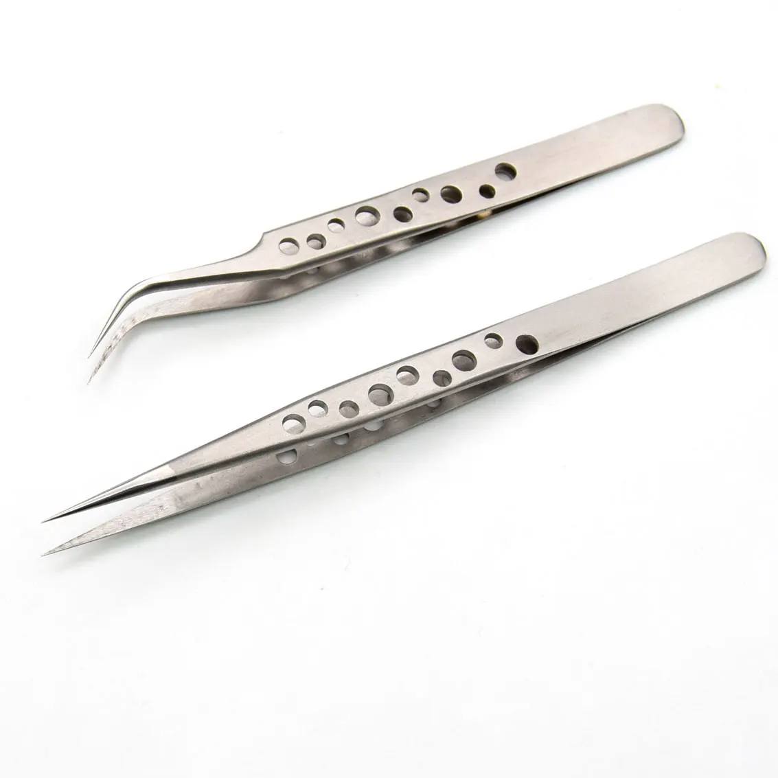 Industrial Tweezers Silver Stainless Steel Stylish Handle Non Slip Anti Static Top Quality Non Bend Material Factory Price