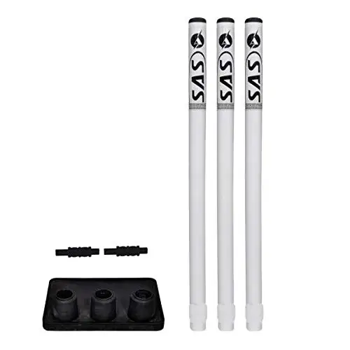 Plastic Cricket Stump Set White Plastic Wickets 3 Stumps 2 Bails and 1 Base with your own logo on cricket wicket