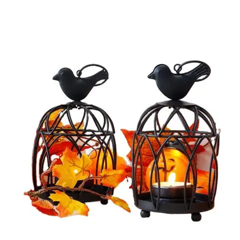 Gold Feather Design Cast Candle Stand for Home Living Room Hotel-Table Top Lighting Decorative Scented Candle Holder