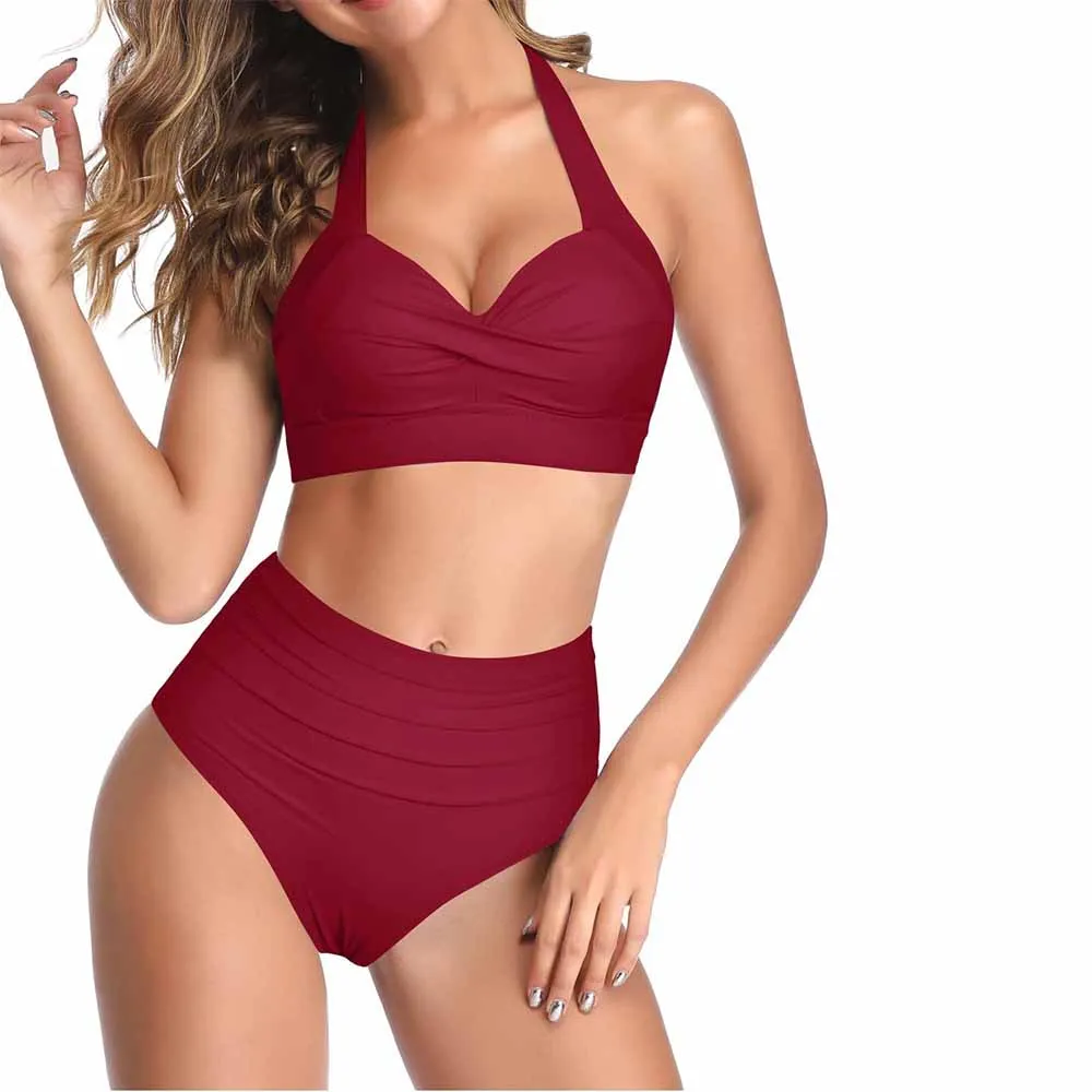 Latest Style Girls Bikini Sets Red color Polyester Made Tight Fit Sports Beach Wear Swimming Suits Made in Pakistan