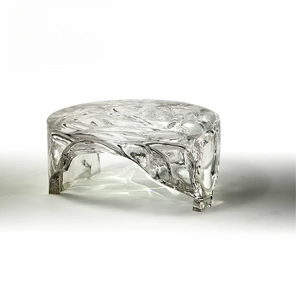 Designer Epoxy Resin Transparent Ice Cube Coffee Table Home Furniture Decor Art Low High Waterfall Gravity Round Center Table