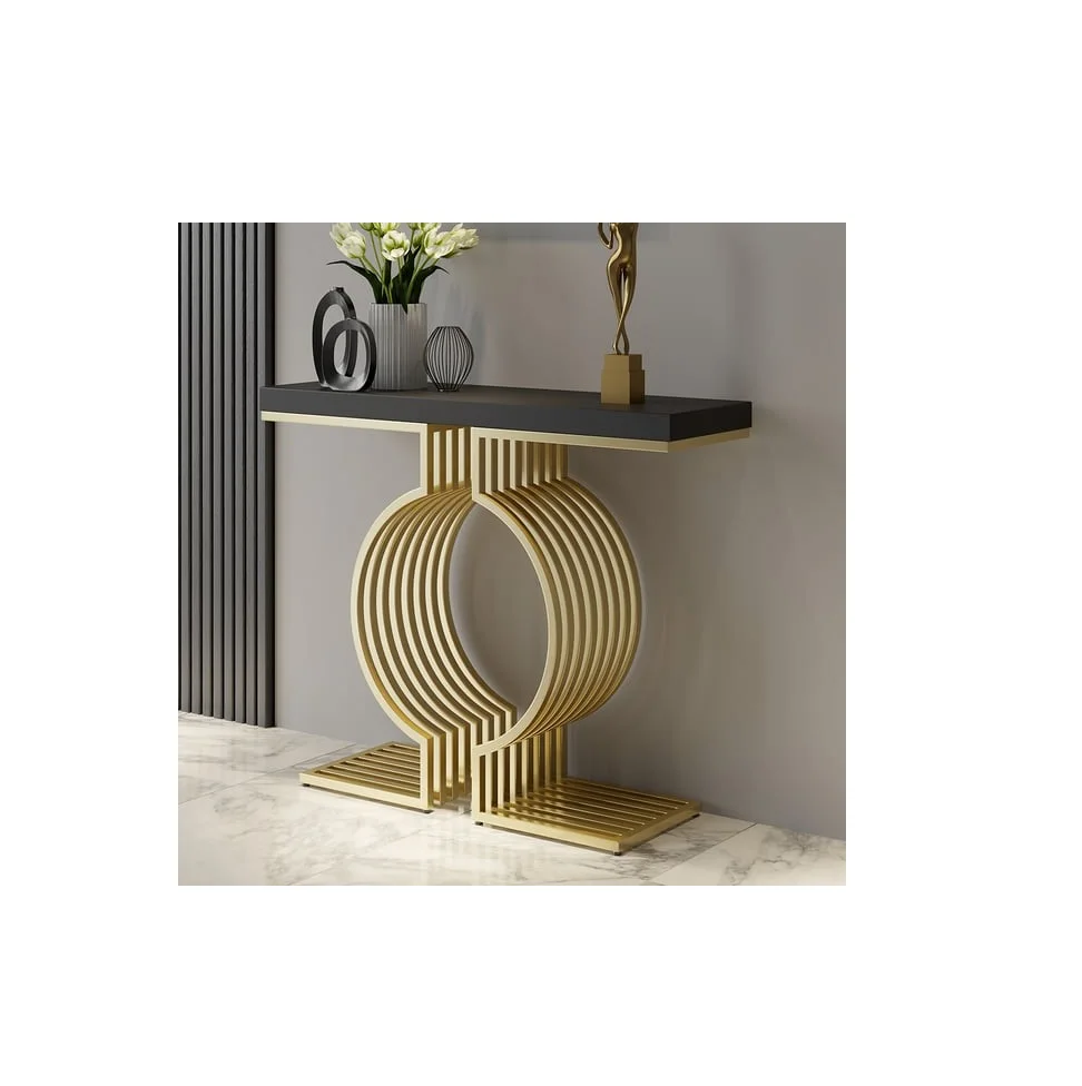 Hot Selling Modern New Look aluminium leaf design Table Round Black/Gold Metal Top Sofa Side Table for home decorations