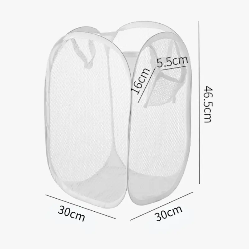 Foldable Laundry Basket Bathroom Clothes Organizer Mesh Storage Bag For Dirty Clothes