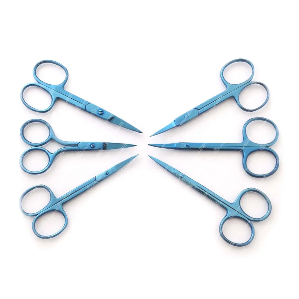 Pointed Tip Rainbow Color Eyebrow Scissor Makeup Eyelash Trimmer Nose Facial Hair Remover Manicure Tools Custom Logo