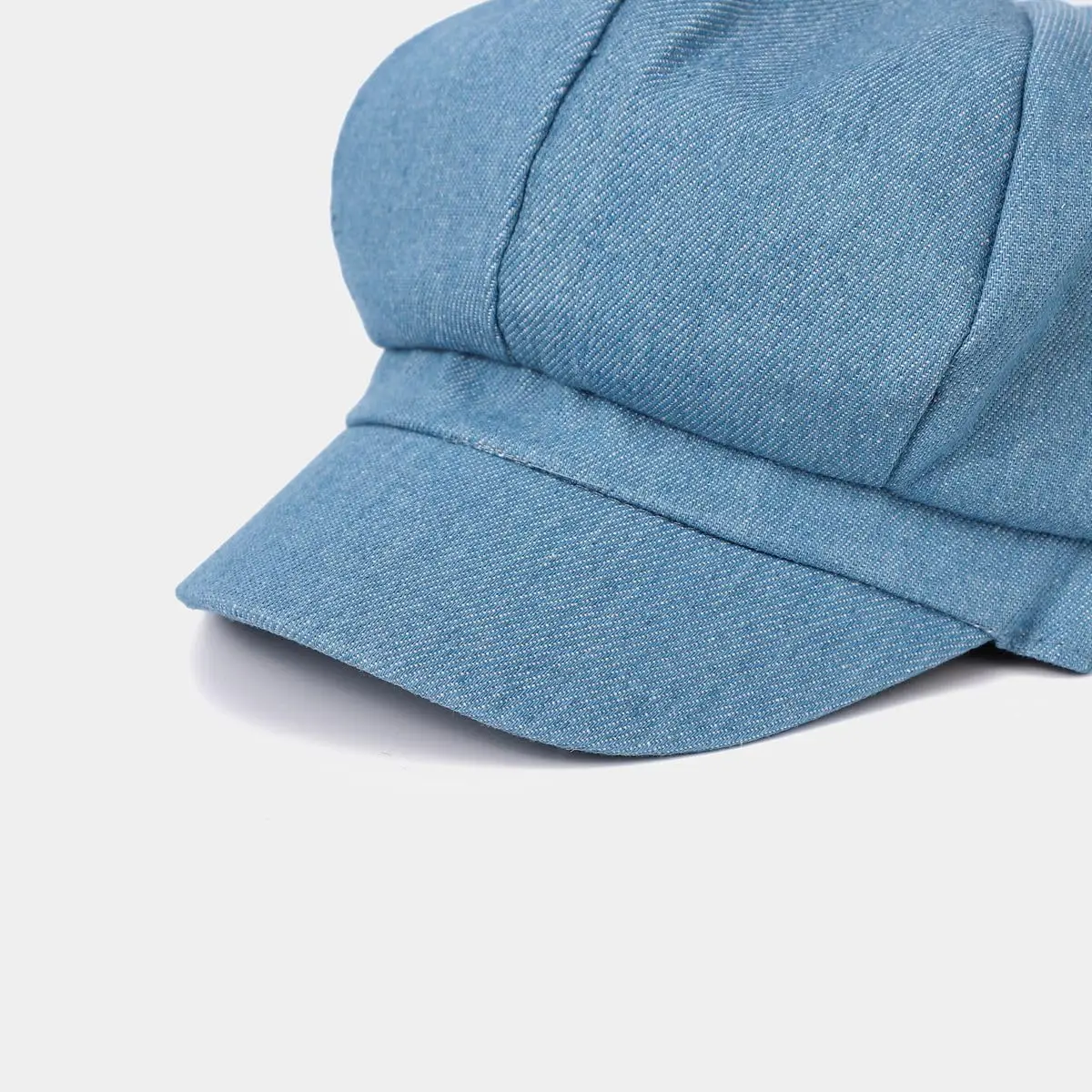 Wholesale Womens Denim Newsboy Cap Visor Beret Hat Cabbie Cap