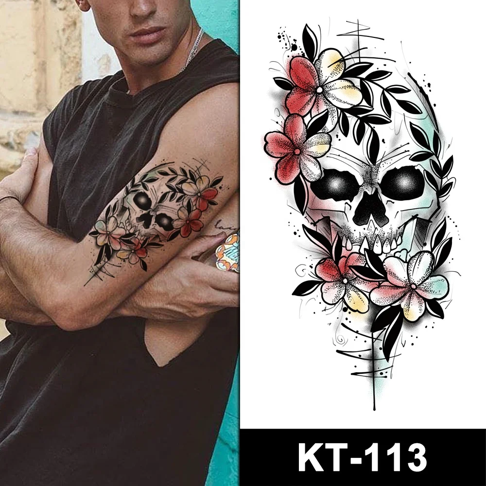 Waterproof Body Fashion Adults Temporary Tribal Skull Tatoo