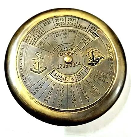 Silver plated Brass Calendar Keychain Key Ring Brass Keychain Elegant for Gift high premium Shiny Pocket Size in wholesale